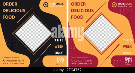 food menu theme social media post template set Stock Vector
