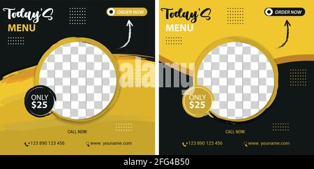 food menu theme social media post template set Stock Vector