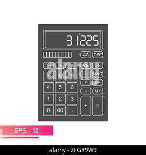 A modern digital calculator with symbols on the keys. Solid design. On a white background. Equipment for office employees and cashiers. Flat vector Stock Vector