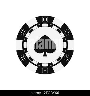 Poker game chip with spades card suit. Stock Vector