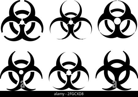 Set of different biohazard signs isolated on white Stock Vector