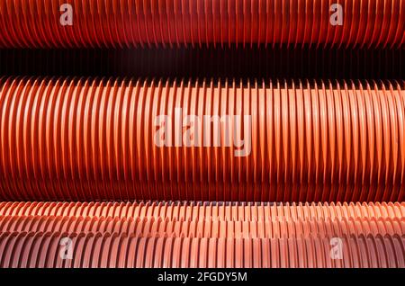 Stacked polypropylene pipes for sewage Stock Photo