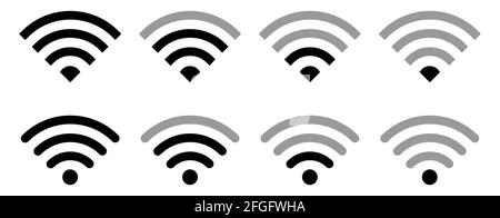 Set of wi-fi icons. Wireless internet wifi signal level, wifi off, disconnected network. Vector symbols for web, design, app, ui Stock Vector