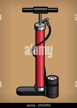 Bicycle Hand Air Pump Bike Equipment Cartoon Drawing Illustration Stock Vector