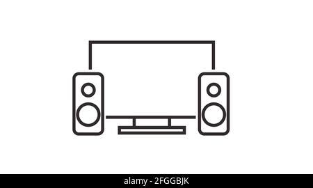 Screen with sound device icon. Vector isolated illustration of a screen with a sound system Stock Vector