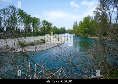 Barco di Orzinuovi (Bs),Italy, a view of the river Oglio Stock Photo