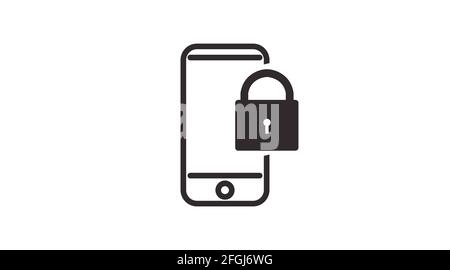 Mobile Locked Icon. Vector isolated illustration of a cellphone and a padlook icon Stock Vector