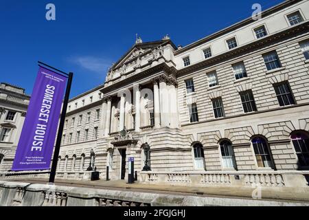 Somerset House, New Wing, Strand, Lancaster Place and Waterloo Bridge, London, United Kingdom Stock Photo