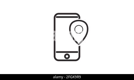 Mobile Phone with Location Icon. Vector isolated illustration of a cellphone with location sign Stock Vector