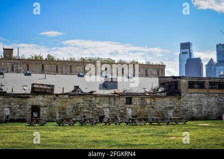 Disintegrating Exterior of Eastern State Penitentiary, in Philadelphia, Pennsylvania, United States of A Stock Photo