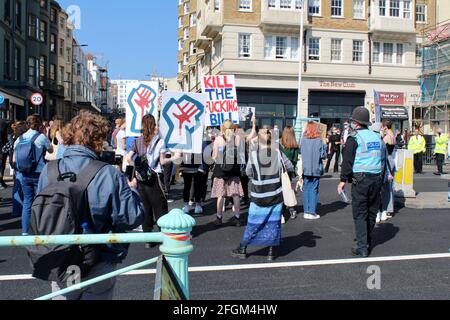 Demonstration against policing bill on the streets of Brighton, England, UK Stock Photo
