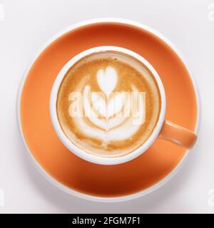 Latte Art on a cup of coffee Stock Photo