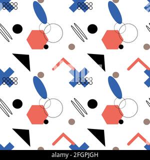 Trendy elements memphis seamless pattern vector d  Stock Vector
