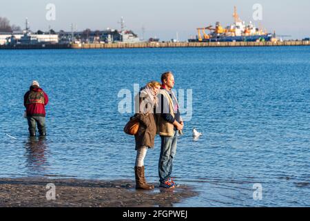 Schleswig-Holstein, April 2021 - Impressionen aus der Hafenstadt Eckernförde in der Vorsaison mit Coronabestimmungen Stock Photo