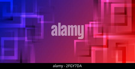 Banner web modern abstract geometric square border shape design red and blue gradient color background technology style. Vector illustration Stock Vector