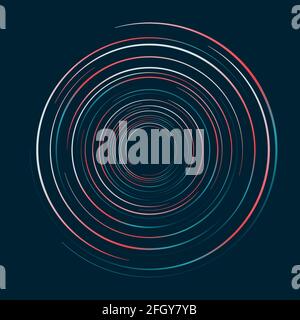 Abstract circles lines swirl pattern on dark blue background. Vector illustration Stock Vector