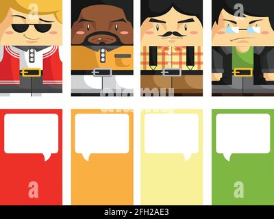 Business Card Template Flat Style Design Man Vector Cartoon Drawing Stock Vector