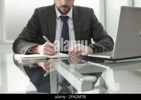 The head of the company works in the office. Top manager concept Stock Photo