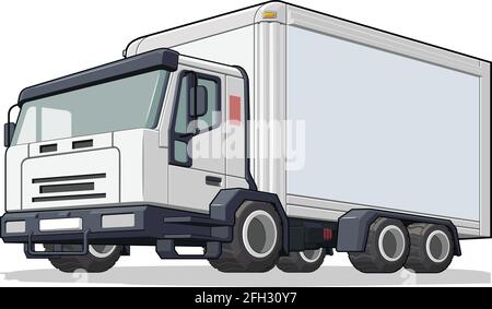 Cargo Box Truck Delivery Van Distribution Vehicle Cartoon Stock Vector