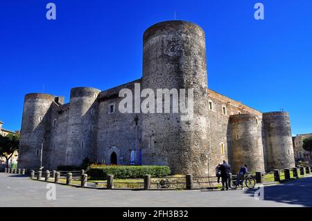 Catania, Sicily, Italy, 03 - 29 - 2018 The Ursino Castle of Catania built by Frederick II of Swabia in the 13th century Stock Photo