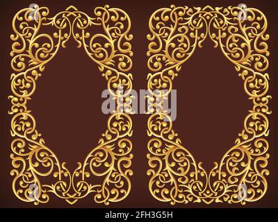 Vintage Gold Floral Ornamental Frame Decorative Vector Element Stock Vector