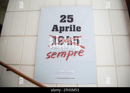 Rome, Italy. 25th Apr, 2021. Entrance of Liberation Museum in Via Tasso in Rome. Today, 25 April 2021, the anniversary of day of liberation of Italy from Nazi-fascism, which took place on 25 April 1945. (Photo by Matteo Nardone/Pacific Press) Credit: Pacific Press Media Production Corp./Alamy Live News Stock Photo