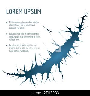 Cracked hole background with text. Crack damage, crack wall break, wall destruction crack, frame crack wall. Vector illustration Stock Vector