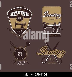 Tailoring color vector logo, labels and badges. Vintage collection, logo tailoring, badge tailoring, label tailoring illustration Stock Vector