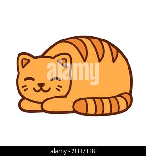 Cat loaf, cute orange cat that looks like a loaf of bread. Simple cartoon drawing, vector illustration. Stock Vector