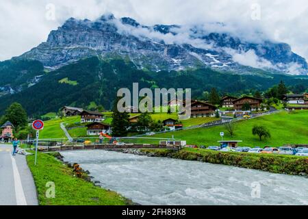 The place called Grindelwald in Switzerland Stock Photo