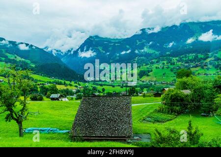 The place called Grindelwald in Switzerland Stock Photo