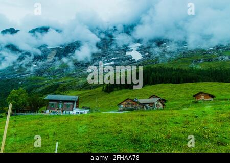 The place called Grindelwald in Switzerland Stock Photo