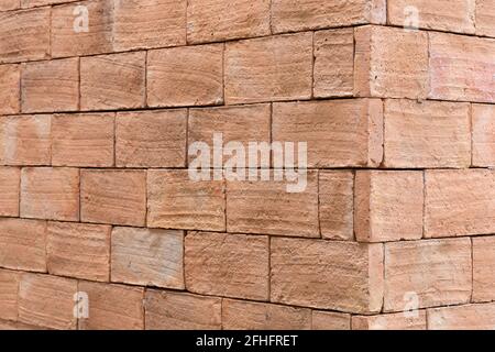 Close up old red brick wall seamless background, brown retro grunge pattern surface architecture structure Stock Photo