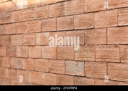 Close up old red brick wall seamless background, brown retro grunge pattern surface architecture structure Stock Photo