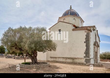 The hermitage of Calvario de Alcalá de Chivert of Valencian baroque style, from the 18th century in the province of Castellón, Spain, Europe Stock Photo