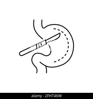 Stomach surgery olor line icon. Pictogram for web page, mobile app, promo. UI UX GUI design element. Editable stroke. Stock Vector