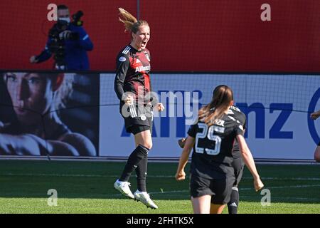 Bayern Munich's Sydney Lohmann celebrates scoring their side's first goal of the game during the UEFA Women's Champions League, Semi Final, First Leg match at FC Bayern Campus in Munich, Germany. Picture date: Sunday April 25, 2021. Stock Photo