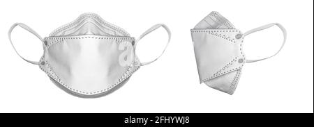 Disposable mask with earloop, FFP2 with N95,  KN95 protection. Face mask for protecting yourself and others from Covid-19. Without breathing valve, pr Stock Photo