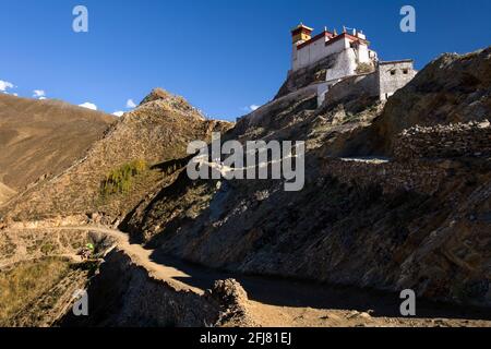 Yungbulakang Palace or Yumbu Lakhang, high in the Himalayas in the Tibet Autonomous Region of China. Stock Photo