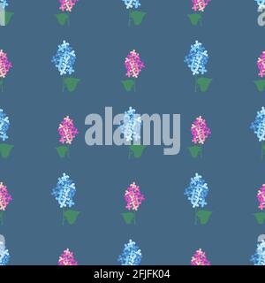 Vector seamless background with lilac flowers. Simple spring pattern Stock Vector