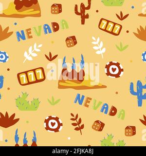 USA collection. Vector illustration of Nevada theme. State Symbols Stock Vector
