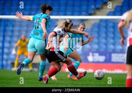 Chesterfield, UK. 25th Apr, 2021. During the FA Womens Championship game between Sheffield United and Liverpool at Technique Stadium in Chesterfield, England Credit: SPP Sport Press Photo. /Alamy Live News Stock Photo