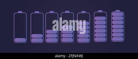 Phone battery charge status flat symbols set Stock Vector