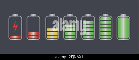Phone battery charge status flat symbols set Stock Vector