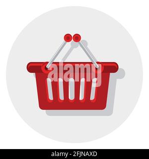 Empty red shopping basket vector icon isolated on white background. Stock Vector