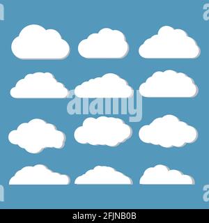 Selection of decorative clouds in flat design Stock Vector