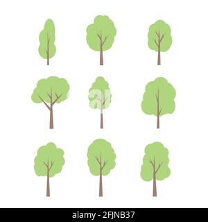 Set of abstract stylized trees. Natural illustration. Stock Vector
