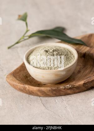 Coca leaves and flour - Erythroxylum coca Stock Photo