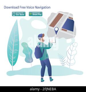 Male hipster using tablet pc,traveller character,navigation application,trendy style vector illustration Stock Vector