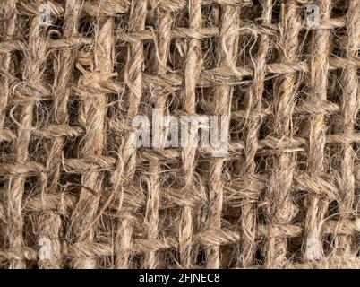 Macro shot yellow linen fabric texture. Linen natural canvas texture with pattern. Fabric texture. Rough fabric background texture. Natural linen text Stock Photo